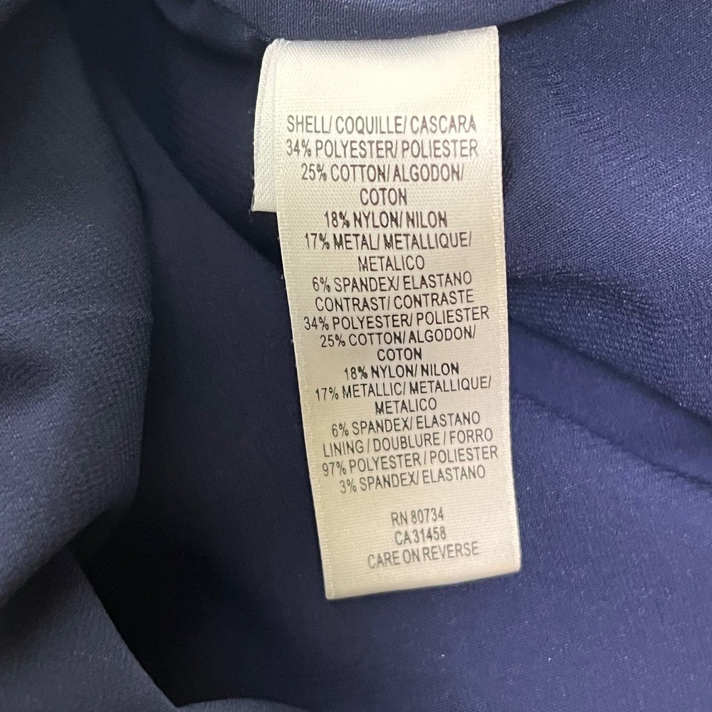 BCBGMAXAZRIA Womens Strapless Crinkle Mini Dress 4 Blue Silver Metallic Good - Picture 7 of 11